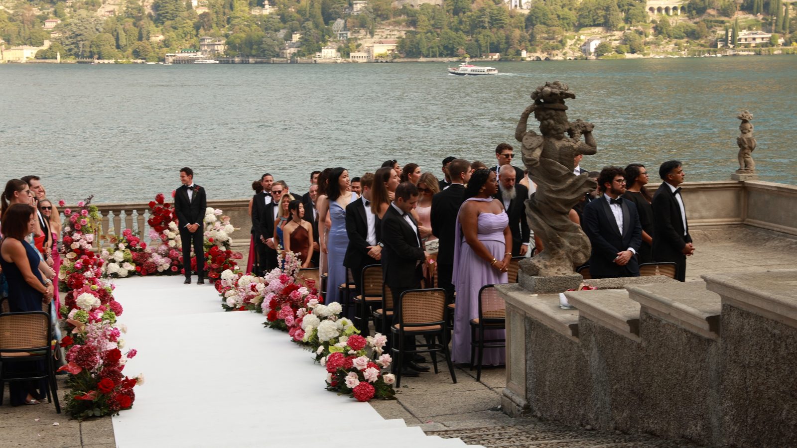 Scott and Sydney's wedding ceremony on the lakeside terrace of Villa Pizzo, Lake Como, Italy